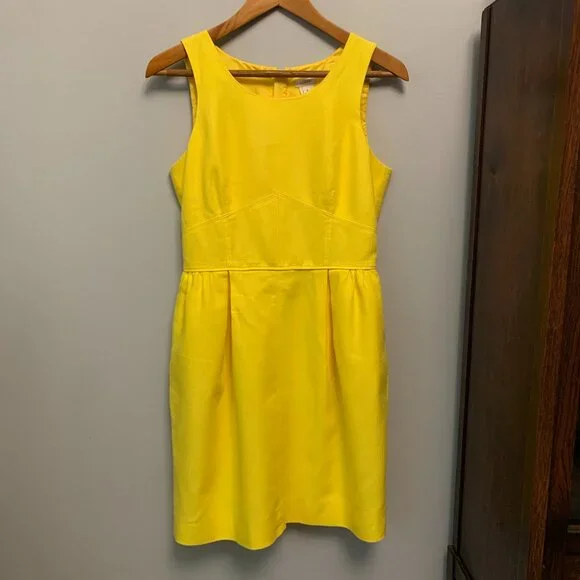 Sunshine Yellow J.Crew Basketweave Cotton Blend Dress - Picture 2 of 11